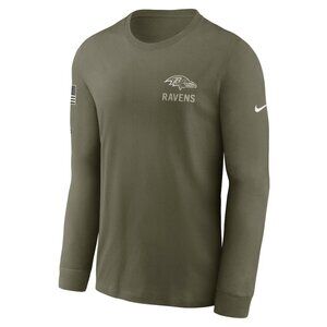 Men's Baltimore Ravens Nike Olive Salute to Service Sideline Long Sleeve T-Shirt